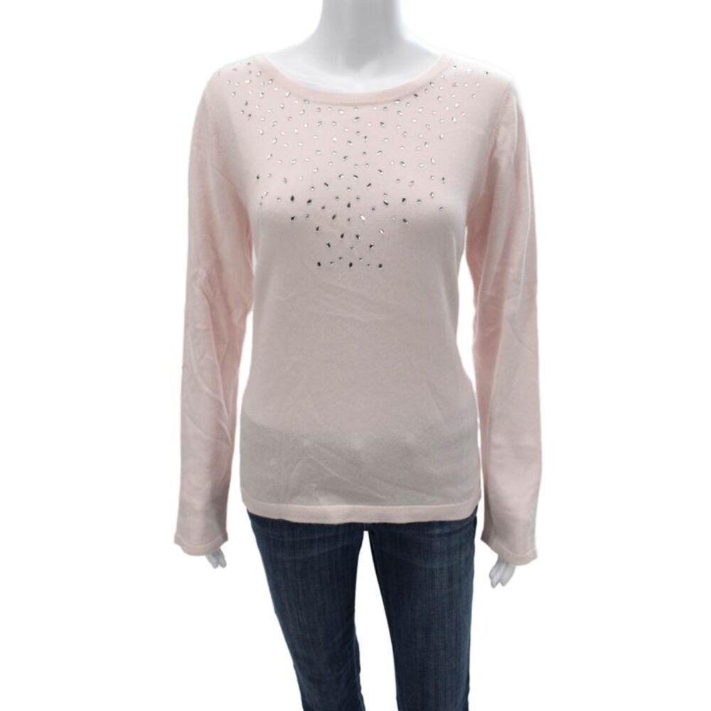Forte Cashmere Women Pink Boat Neck Pullover Sweater 100% Cashmere Size XL